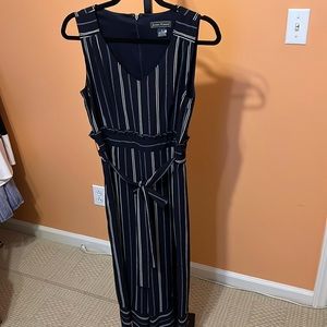 Black & white striped jumpsuit with belt size 8